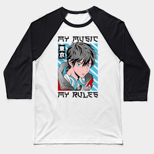 My Music My Rules Anime Poster Baseball T-Shirt